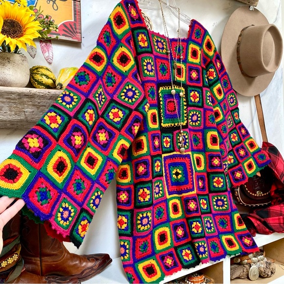 Colorful Crochet Mini Dress - Picture 6 of 15